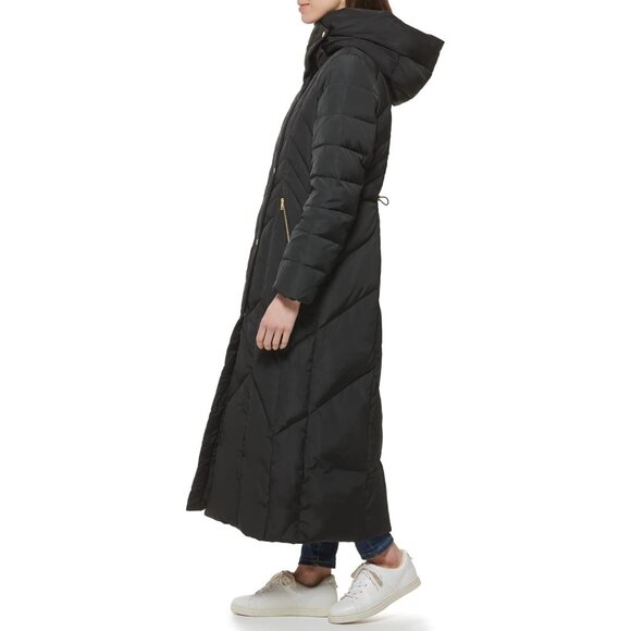 Cole Haan Women's Long Maxi Puffer Coat Hood S Small Down Quilted NEW - Picture 5 of 14